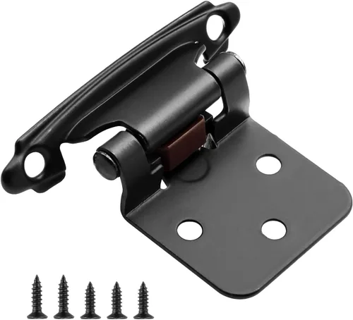 Miniatura 9 de Bisagras para puertas de gabinete de cocina de 3/8 pulgadas, paquete de 4 pares de bisagras de gabinete semiocultas negras, bisagras de puerta