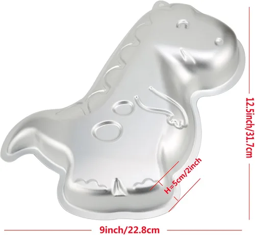 Miniatura 2 de Molde de pastel con forma de dinosaurio de trébol, molde de aluminio 3D para pastel de cumpleaños, aniversario, fiesta, Navidad