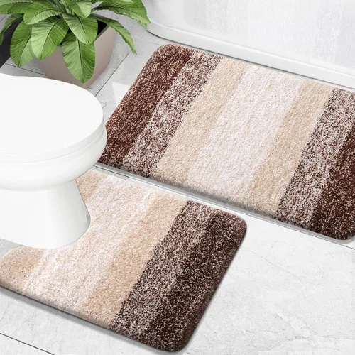 Miniatura 11 de OLANLY Juego de 2 alfombras de baño de microfibra suave y absorbente, antideslizantes, se pueden lavar y secar a máquina, alfombras de baño peludas