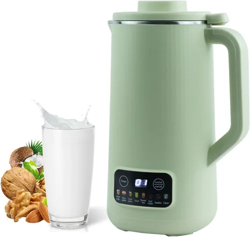 Espumador de leche eléctrico, espumador de café de 16.9 fl oz con 10 cuchillas, control de temperatura, soja de avena casera de coco o leches a base