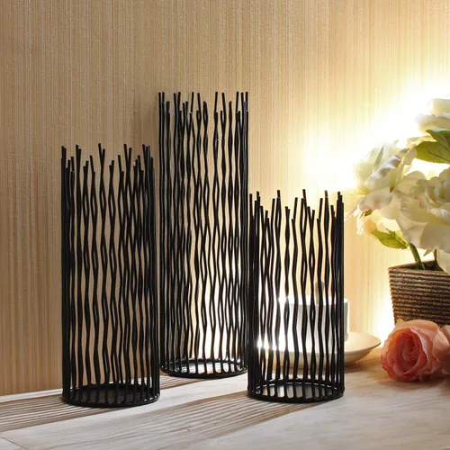 Miniatura 8 de 3 paquetes de portavelas de cristal - Portavelas transparentes para velas cónicas - Centros de mesa para velas, velas LED cónicas, decoración