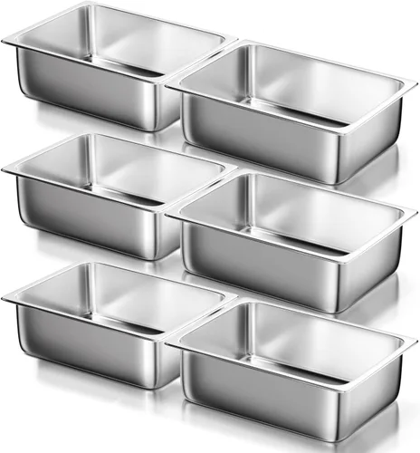 Miniatura 13 de WantJoin Sartenes de mesa de vapor para hotel, tamaño medio de 2.5 pulgadas de profundidad, paquete de 6, juego de bandejas de metal de acero
