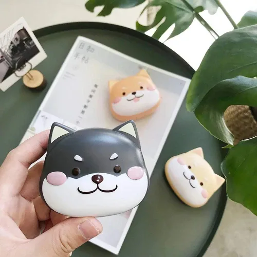 Rain House Paquete de 2 bonitas fundas para lentes de contacto, caja de almacenamiento para lentes de contacto Shiba Inu, soporte portátil para