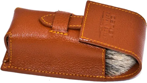 Miniatura 3 de Parker - Funda de piel auténtica para cepillo de afeitado de viaje, color marrón sillín, funda protectora hecha a mano para cepillos de afeitado