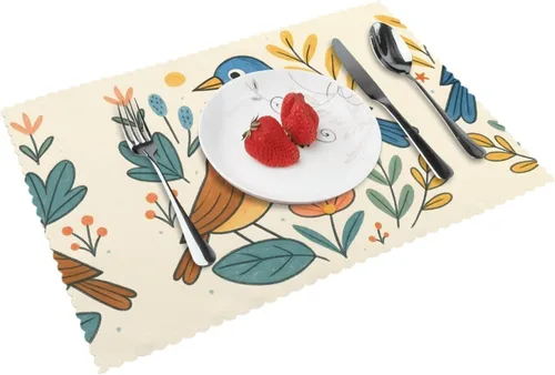Miniatura 9 de Rectangular Placemats Set of 4, Heat Resistant Aurora Printed Kitchen Dining Table Mats