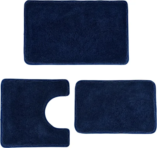 Miniatura 20 de Juego de alfombras de baño de lujo de 3 piezas con alfombra de inodoro en forma de U, fondo de goma antideslizante, microfibra gruesa, felpa suave