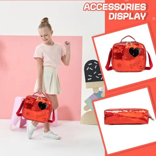 Miniatura 42 de Mochila para niñas de 16 pulgadas, mochilas para niñas para la escuela, mochila de lentejuelas con lonchera para estudiantes de primaria