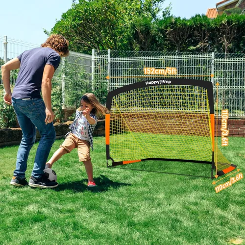 Miniatura 2 de Happy Jump Portería de fútbol 7'x5', 6.6'x3.3', 5'x3.6', 4'x3', 3'x2.2' Red de fútbol para patio trasero de niños