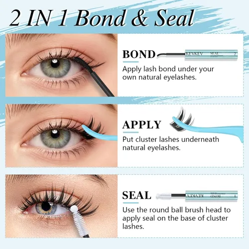 Miniatura 5 de KevKev Lash Cluster Glue, Lash Bond and Seal Lash Glue for Eyelash Clusters Waterproof Strong Hold for 72h Individual Eyelash Glue Non-Irritating