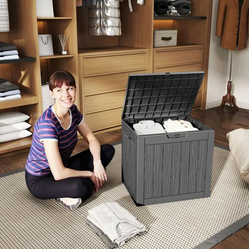 Miniatura 8 de Caja de almacenamiento para exteriores de 30 galones, impermeable, caja de resina para terraza, con cerradura, para muebles de patio, jardín