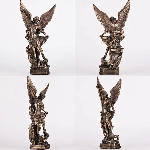 Miniatura 4 de Estatua de San Miguel Arcángel de 31.8 cm de bronce, estatua de San Miguel, estatuas de resina del arcángel San Miguel, estatuillas de San Miguel
