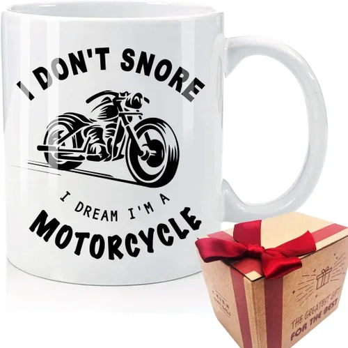 Taza de motocicleta con texto en inglés "I Don't Snore I Dream I'm A", regalo de cumpleaños para amantes de la motocicleta, regalo de motociclista