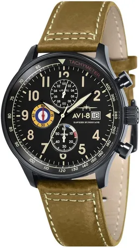 Miniatura 10 de Reloj analógico AV-4011 Hawker Hurricane, con mecanismo de cuarzo japonés, con correa de piel, de AVI-8