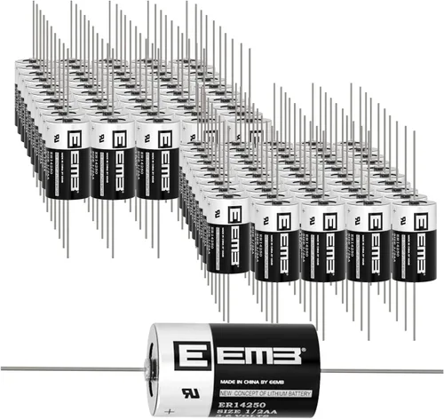 EEMB Paquete de 100 baterías de litio ER14250 1/2AA 3.6V con pestañas de soldadura AX Li-SOCL₂ Batería no recargable XL-050F SB-AA02 LS14250 TL-5902