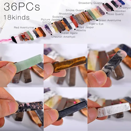 Miniatura 6 de Dijes de piedra de cristal natural real para la fabricación de joyas, más de 30 unidades de palitos de cristal de colores mixtos a granel