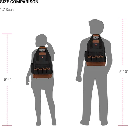 Miniatura 6 de SwissGear Mochila de bolsa de herramientas, se adapta hasta, Negro/marrón lona, Mediana, Negocios
