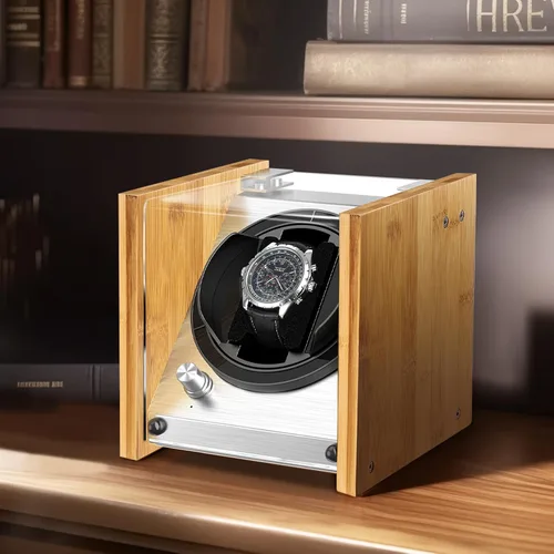 Miniatura 3 de Watch Winder Smith Bobinadora de reloj automática individual de bambú - 4 modos de rotación, motor silencioso