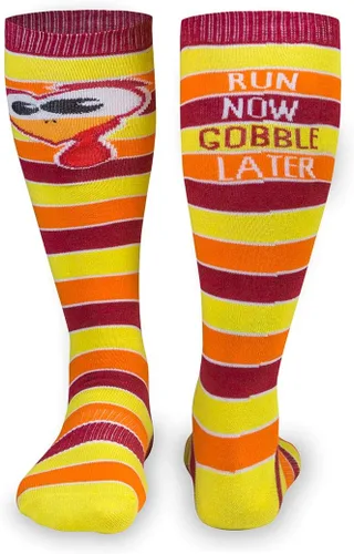 Gone For a Run Calcetines deportivos para correr Run Now Gobble Later hasta la rodilla Divertidos calcetines para correr Turkey Trot, Run Now