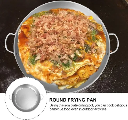 Miniatura 2 de Cabilock Plato de hierro forjado de alta temperatura redondo barbacoa bistec olla compacta y fácil de limpiar