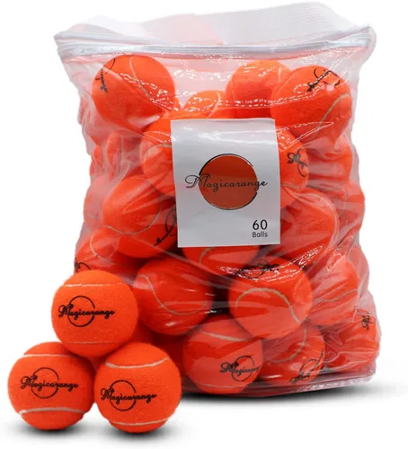 Miniatura 16 de Magicorange Pelotas de tenis, paquete de 60 pelotas de tenis de entrenamiento avanzado, pelotas de práctica, pelotas de juego para perros y Verde
