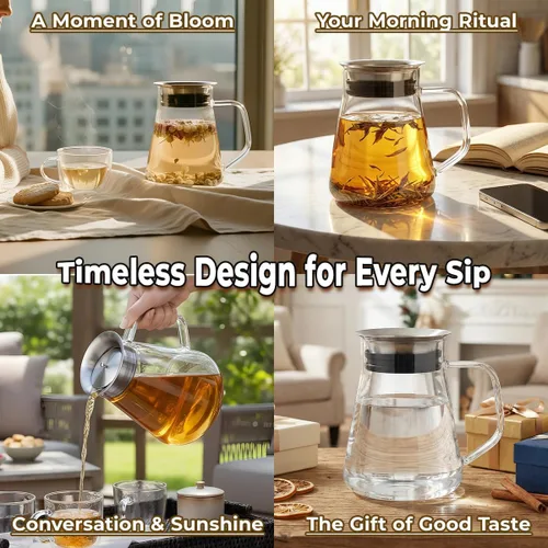 Miniatura 6 de Aquach Tetera de vidrio de 27 onzas con tapa de filtro inteligente, hervidor de té de vidrio de borosilicato seguro para estufas con infusor