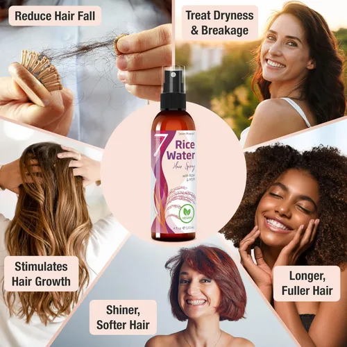 Miniatura 3 de Seven Minerals Spray de agua de arroz para el crecimiento del cabello, fermentado con agua de rosas, aloe vera y MSM, vegano, no grasoso, ligero, 4