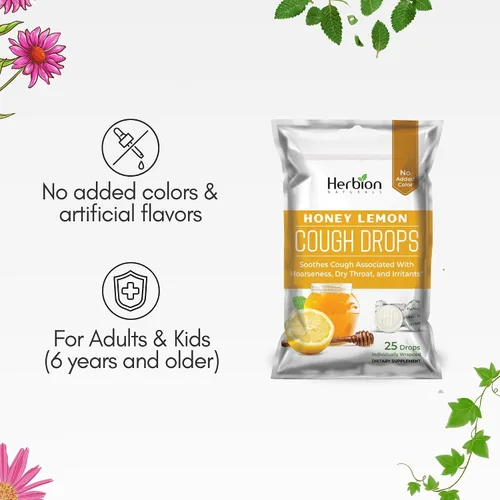 Miniatura 6 de Herbion Naturals Gotas para la tos con sabor natural a miel y limón, suplemento dietético, para adultos y niños mayores de 6 años, 25 gotas
