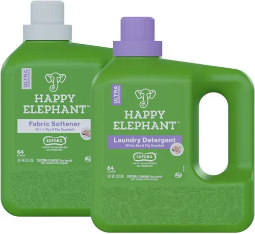 Miniatura 9 de Detergente de lavandería Happy Elephant, aroma a té blanco y higo, ultra concentrado, jabón para lavadora, a base de plantas, removedor de manchas