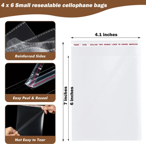 Miniatura 2 de Circloophs Bolsas pequeñas de celofán transparente resellables de 4 x 6 pulgadas, 1000 bolsas autosellantes para productos de embalaje, bolsa