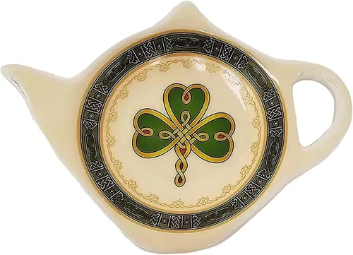 Cerámica irlandés trébol bolsa de té titular colores celtas accesorios de té de cocina diseño regalo de inauguración de la casa