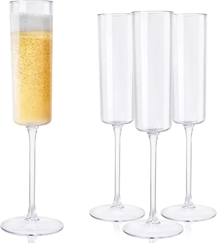 Miniatura 16 de Ciaell Paquete de 6 copas de vino de plástico azules de 10 onzas con tallo – Copas de vino desechables para fiestas, bodas, piscina, aire libre