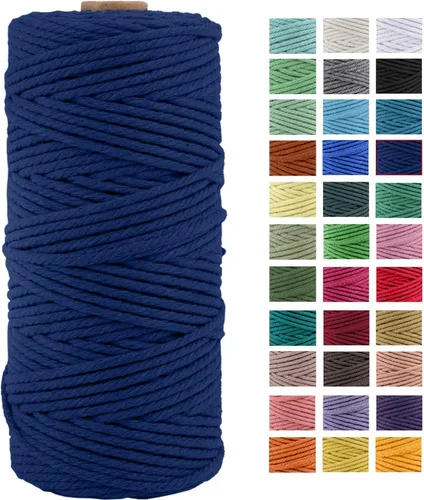 Miniatura 18 de Cuerda de macramé de algodón natural grueso de 3mm x 109 yardas, cuerda de algodón torcido de 4 hebras para macramé suave de color natural hecho a