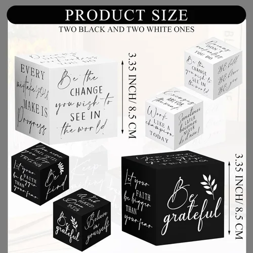 Miniatura 2 de Pinkunn 4 piezas inspiradoras de decoración de escritorio, regalo para hombres y mujeres, mini letreros inspiradores de madera para decoración
