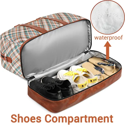 Miniatura 89 de IBFUN Bolsas de fin de semana para mujer, bolsa grande de lona para viaje, bolsa de viaje con compartimento para zapatos, 21 pulgadas, juego de 3
