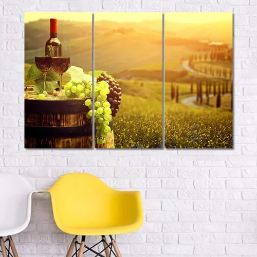 Miniatura 85 de Obra de arte para paredes del hogar, 3 paneles de letras de vino tinto, pinturas de corcho, impresiones HD, arte de pared de corcho de vino sobre