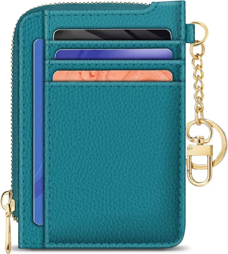 Miniatura 40 de GIANCOMICS Cartera delgada con tarjetero para mujer, funda pequeña con bloqueo Rfid, llavero de bolsillo delgado con cremallera curvada, tarjetero