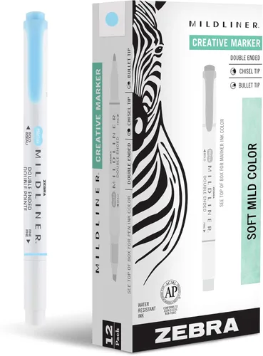 Zebra Pen Mildliner - Resaltador de doble punta, puntas gruesas y finas, Azul