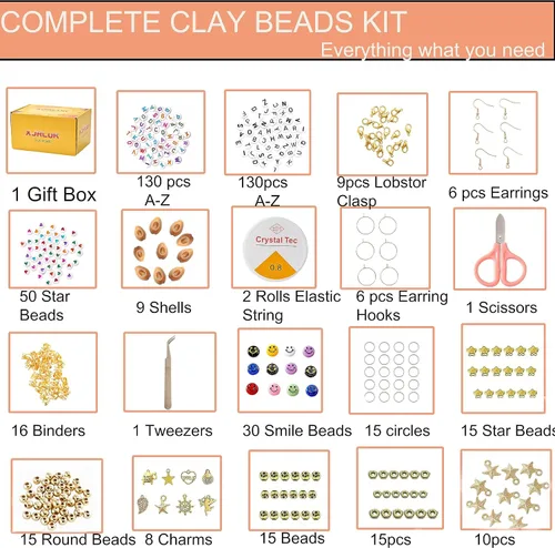 Miniatura 2 de XJRLUK Kit de fabricación de pulseras de cuentas de arcilla, 6 cajas de más de 20000 piezas, 144 colores de polímero plano HEISHI, kit de cuentas