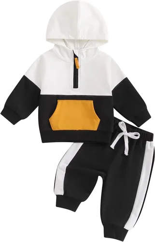 Miniatura 87 de Conjunto de ropa de otoño e invierno para bebé y niño, sudadera larga con capucha y pantalones para niños pequeños, 6, 12, 18, 24 meses, 2T