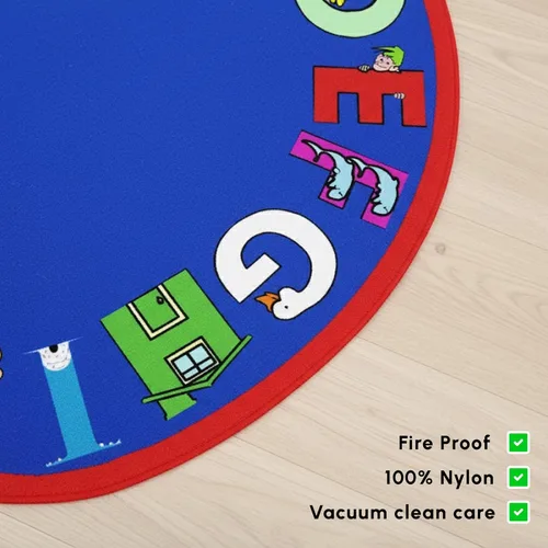 Miniatura 4 de SAFECASTLE Alfombra para niños de 5 pies 4 pulgadas x 7 pies 8 pulgadas, alfa con actitud, alfombra educativa de aprendizaje ABC para aulas, salas