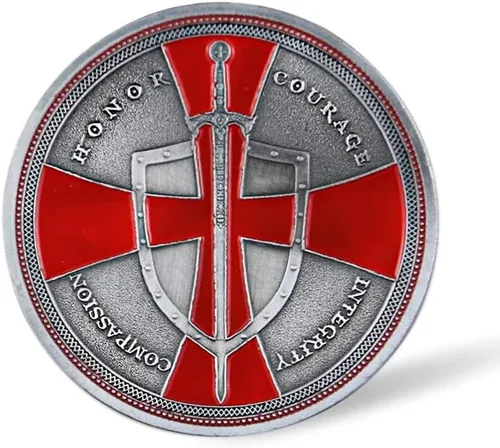 Miniatura 3 de The Knight Templar Challenge Coin Cruz Roja Colección de Monedas Religiosas Regalo