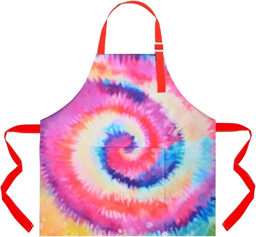 Fiodrimy Delantales para niños, delantal artístico para niñas, niños, delantal de pintura con bolsillos ajustables para cocinar, hornear y cocinar