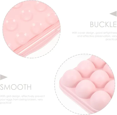 Miniatura 9 de Angoily Cartón de huevos, soporte apilable para huevos para refrigerador, almacenamiento de plástico1, bandejas de almacenamiento rosa de cocina