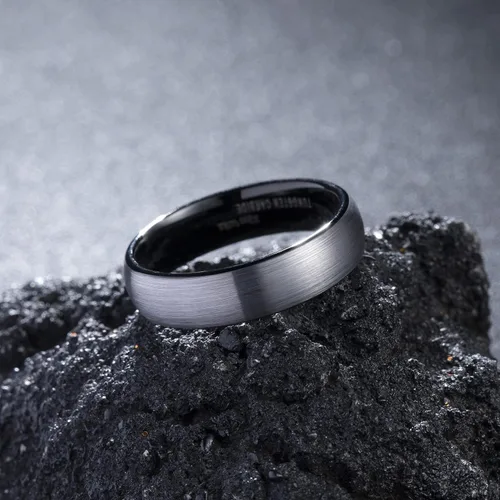 Miniatura 2 de King Will Anillo de carburo de tungsteno para hombre, acabado mate, 0.079pulgadas, 0.157pulgadas, 0.236pulgadas, 0.315pulgadas, color negro Anillo