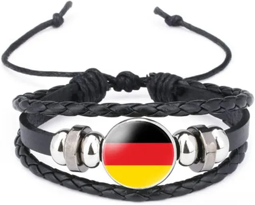 Miniatura 14 de vmcoatdu Mundial Muchas Banderas Nacionales Brazalete Retro de Aleación de Cuero para Pulsera de Cuerda Trenzada de Bandera Nacional