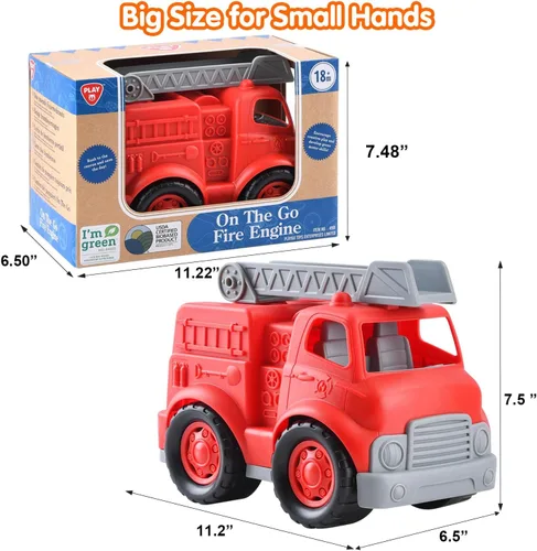 Miniatura 8 de PLAY Camión de basura y camiones de bomberos ecológicos, [certificado por USDA] sin BPA/ftalato/PVC, escalera de bioplástico reciclado, juguete