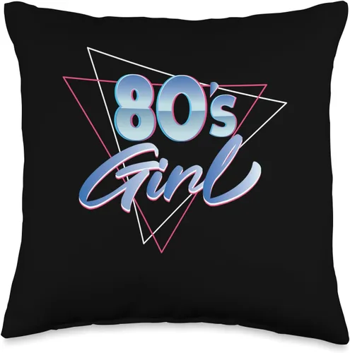 80's Girl Retro Vintage Party Born In 1980's Gift 80's Girl | Fiesta retro vintage | Almohada nacida en los años 80, 16 x 16, multicolor