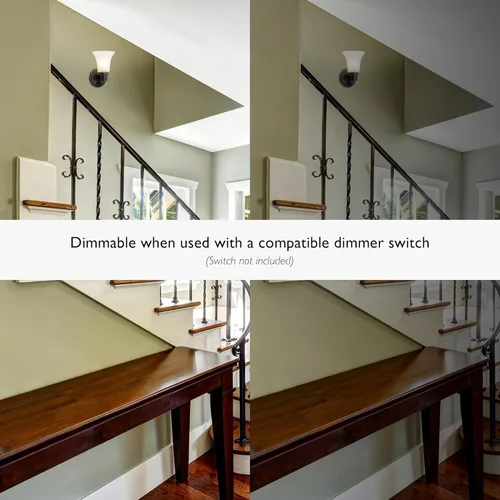 Miniatura 7 de Design House Village Aplique de Pared Interior Regulable Tradicional de 1 Luz, Vidrio Esmerilado Acanalado, Interruptor Giratorio de Bronce aceitado