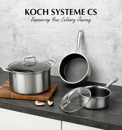 Miniatura 7 de KOCH SYSTEME CS Triply Stainless Steel Cookware Set 6 Piece, Nonstick Hybrid Pots Set 2QT & 3QT & 8QT, Kitchen Cookware Set with Honeycomb