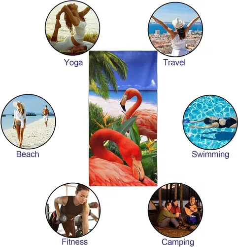 Miniatura 5 de Toalla de playa de gran tamaño de secado rápido, sin arena, toallas de playa de microfibra ligera para natación, piscina, camping, viajes, flamenco